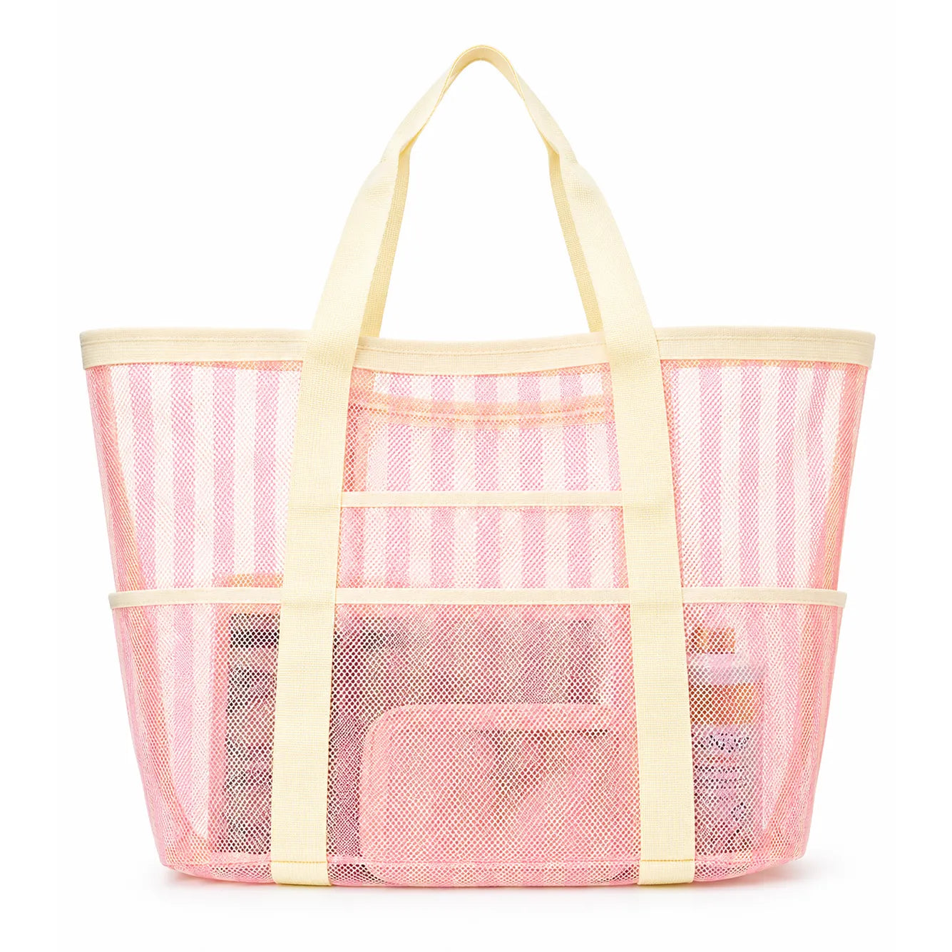 Pink Mesh Beach Tote Bag