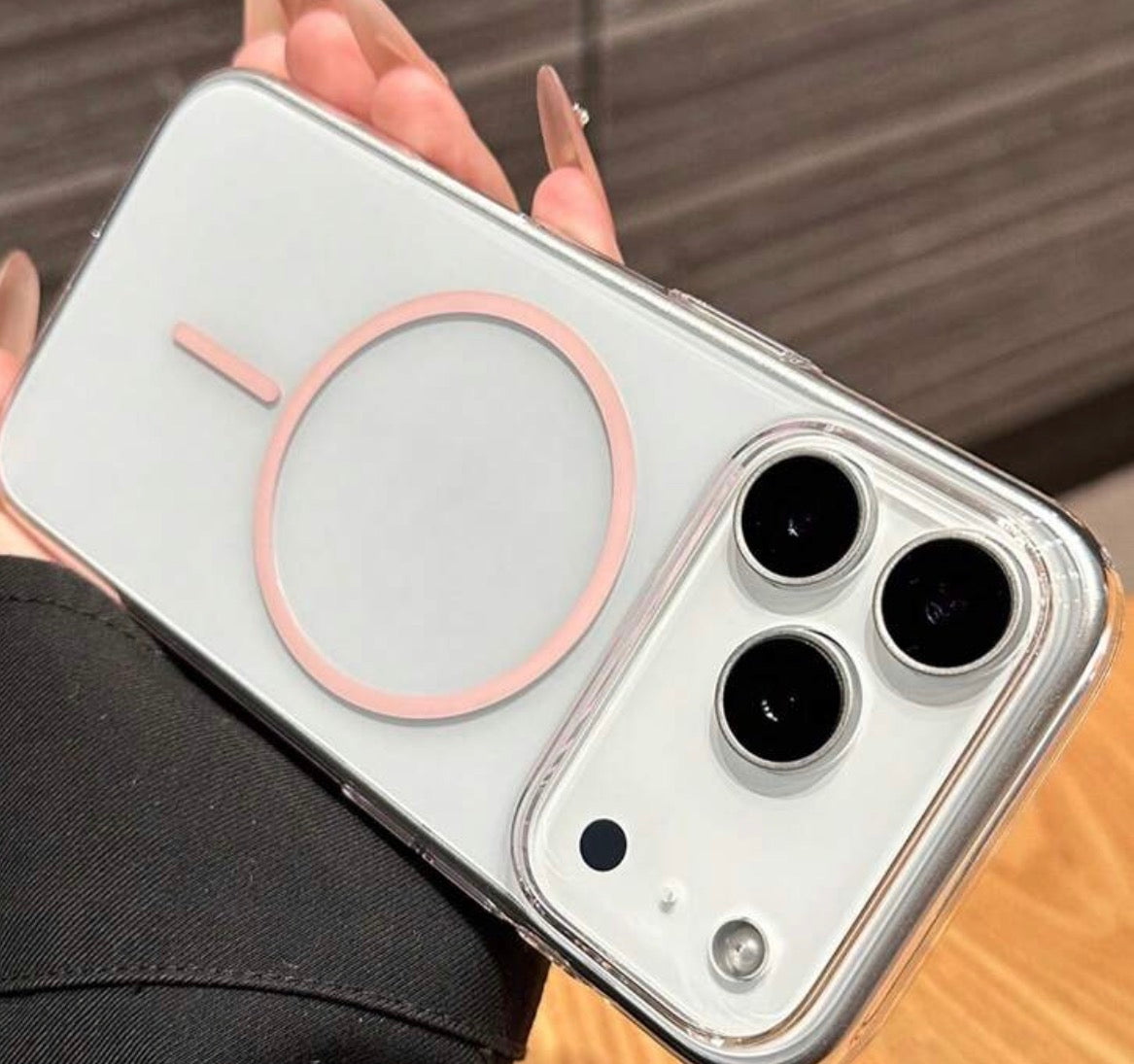 Clear MagSafe Case for iPhone 17 Pro – Pink Ring