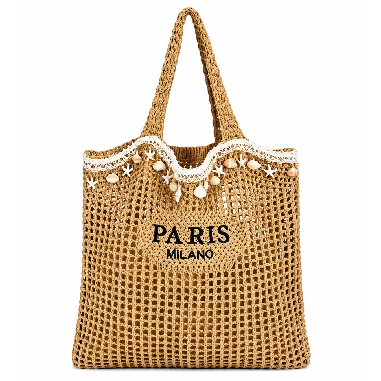 Paris-Milano Beige Crochet Tote Bag