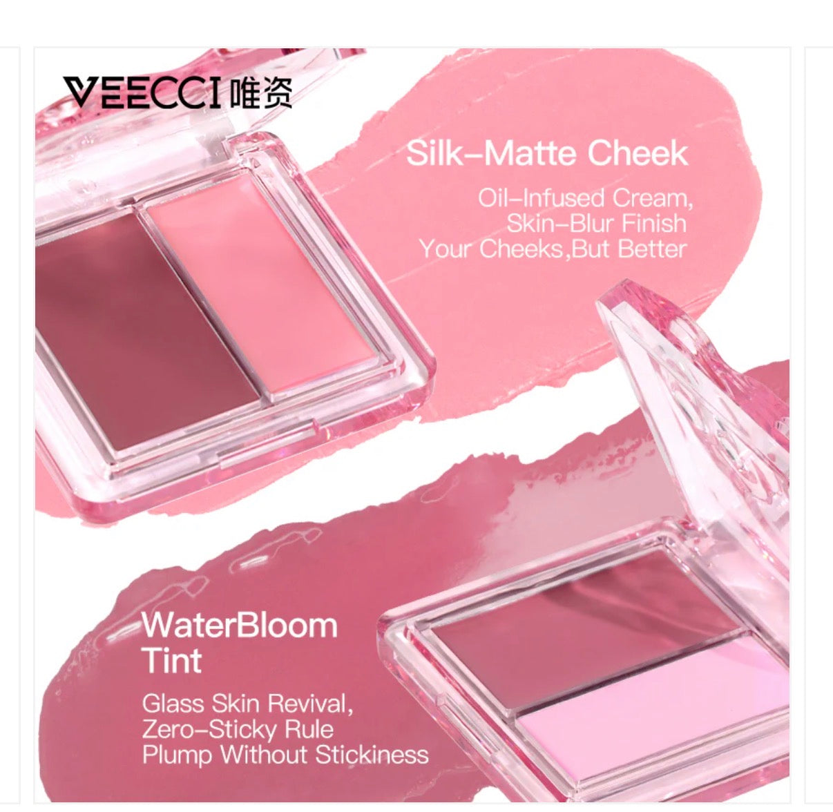 VEECCI Silk-Matte Cheek Blush WaterBloom Tint (#B01 Peach Vibes)