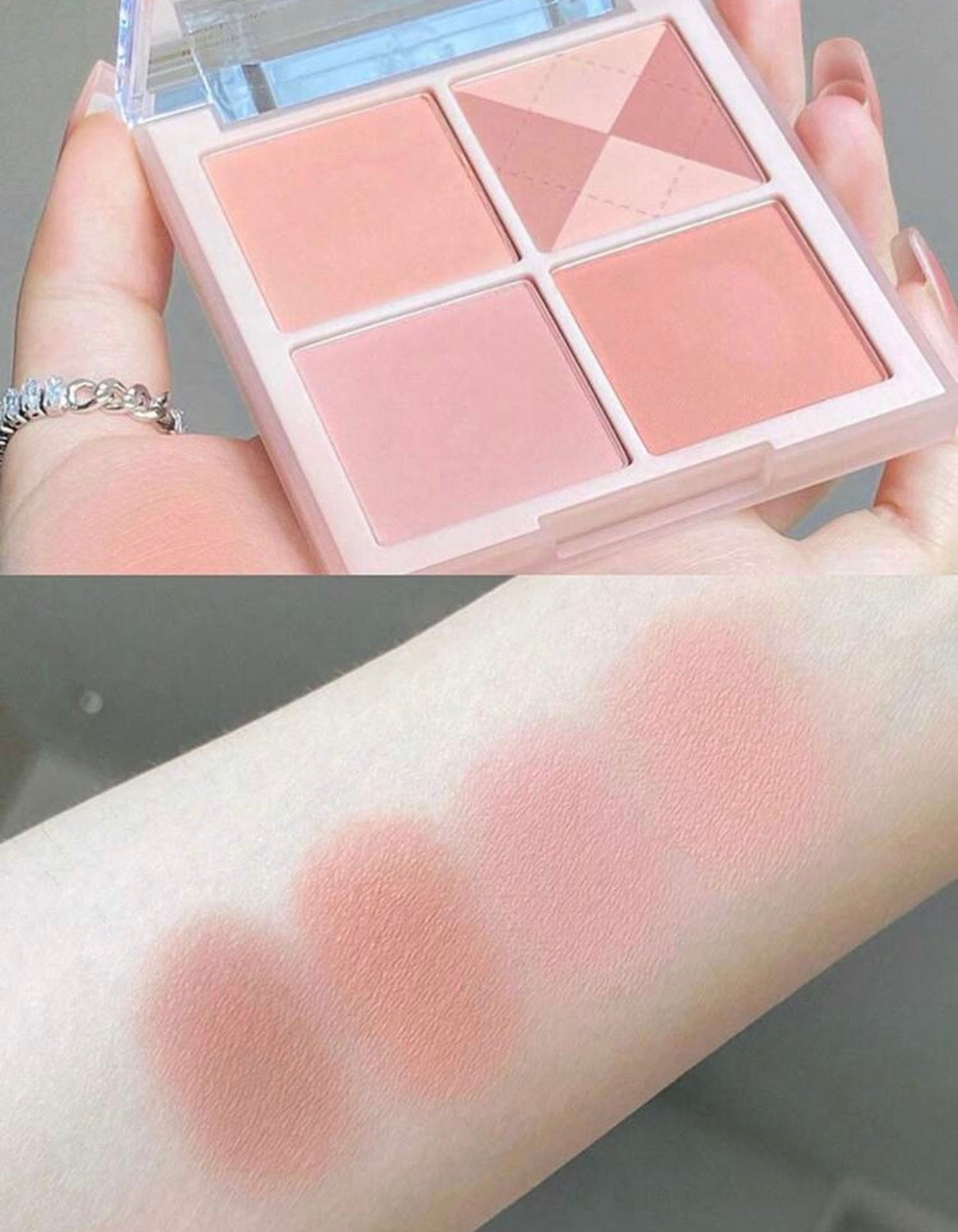DIKALU 4-Color Blush & Highlight Palette Multi-Use Face Makeup Palette