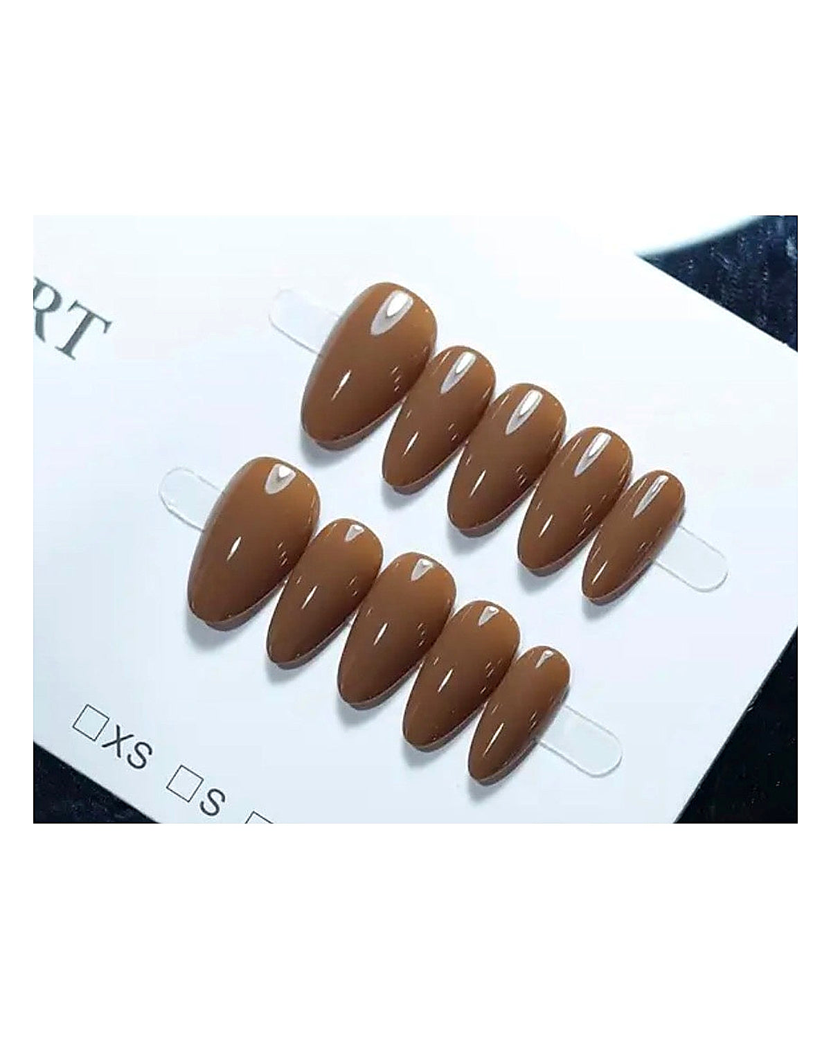 Handmade Chocolate Brown Glossy Press-On Nails 