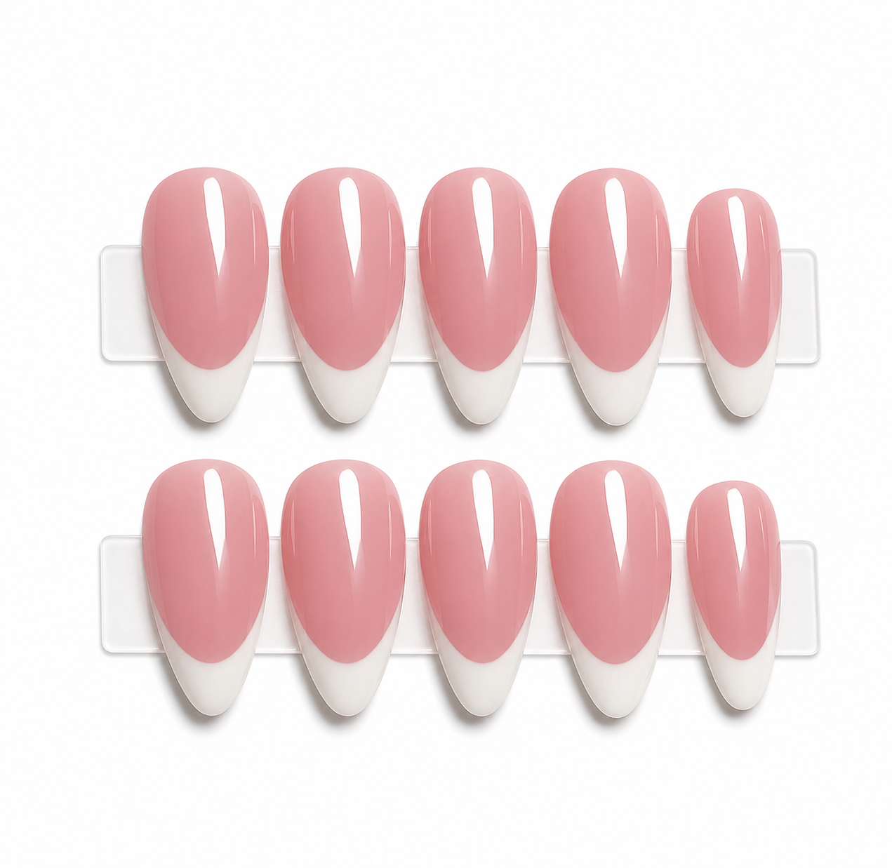 Handmade Glass French Tips Press-On Nails