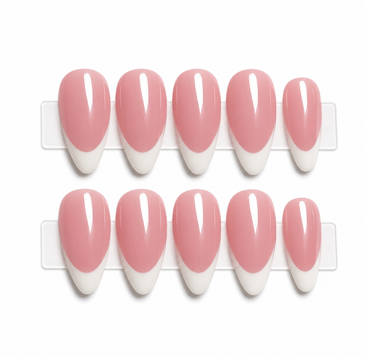 Handmade Glass French Tips Press-On Nails
