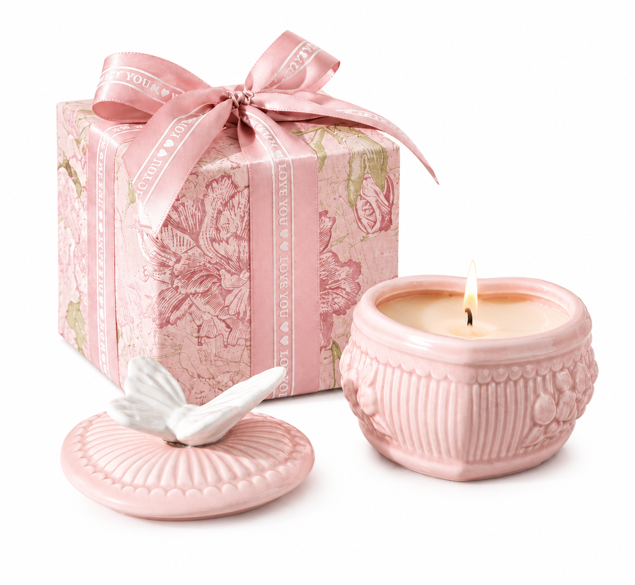 Cirelle Summer Peach Heart Ceramic Candle