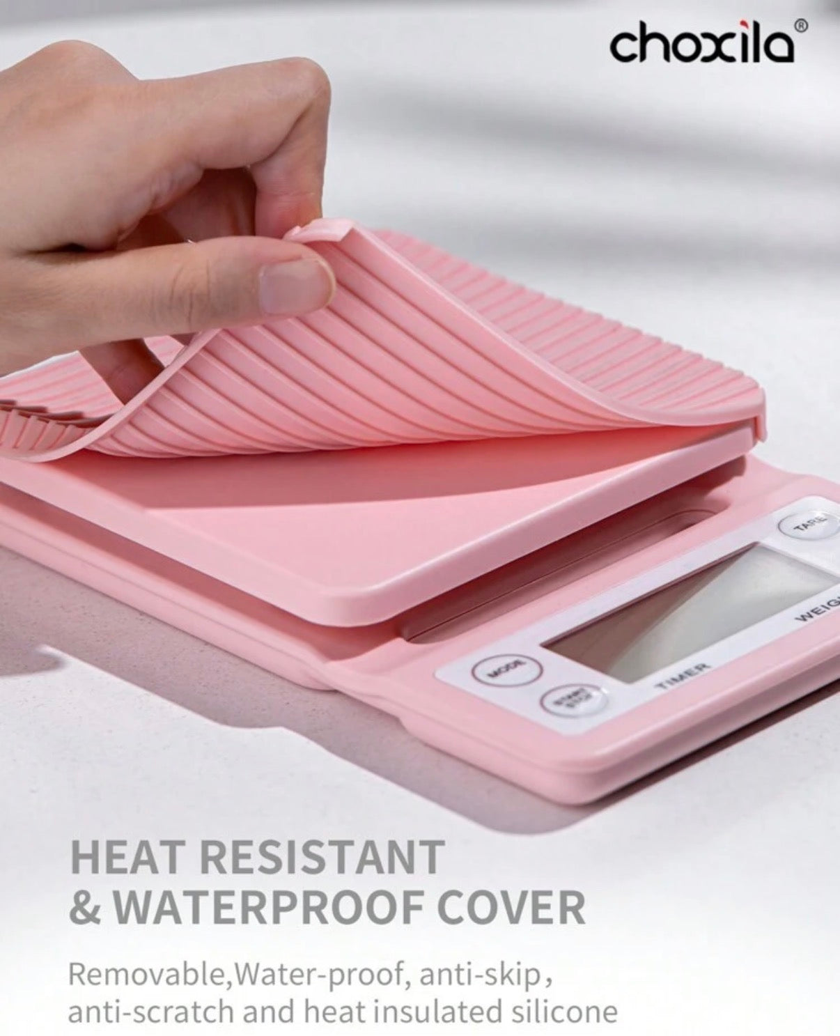 Choxila Digital Coffee & Matcha Scale with Timer – Pink Precision Kitchen Scale 3kg