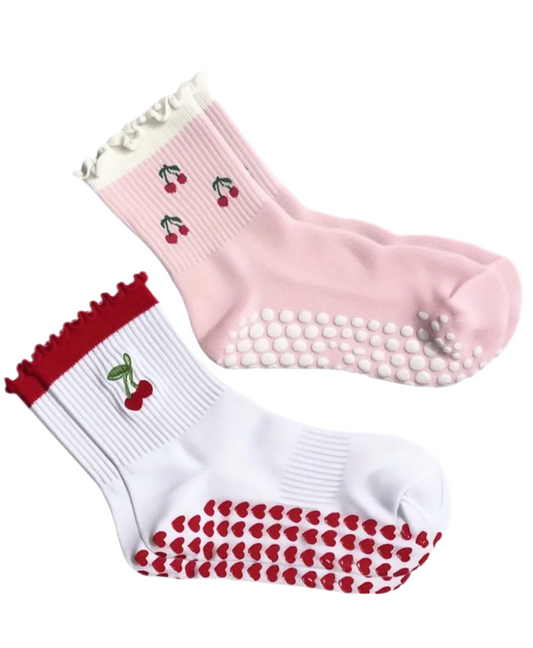 CHERRY PILATES SOCKS SET.