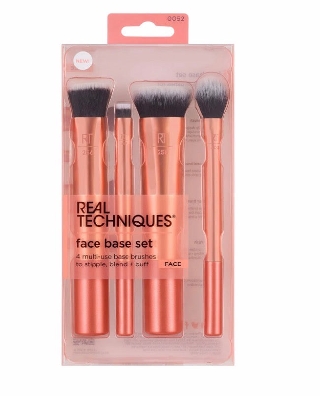 REAL TECHNIQUES face base makeup brush set 4 pcs / مجموعة فرش مكياج الوجه من ريال تكنيكس – 4 قطع
