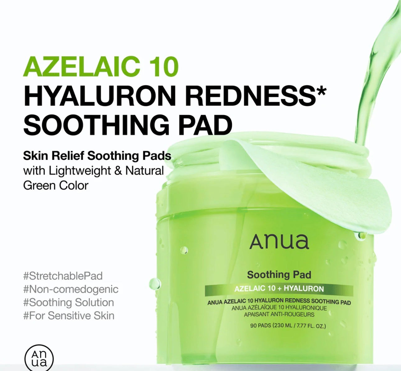 Anua azelaic acid 10 hyaluron redness soothing pad (90 Pads)