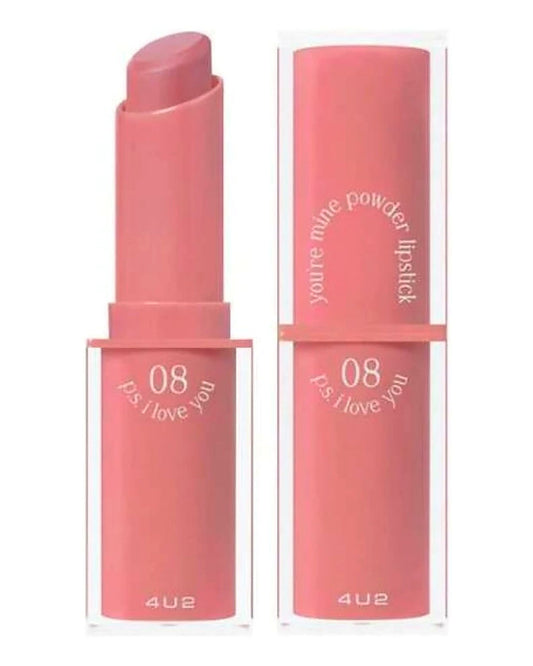 4U2 powder lipstick. (Color P.S I Love you) long lasting and non drying.