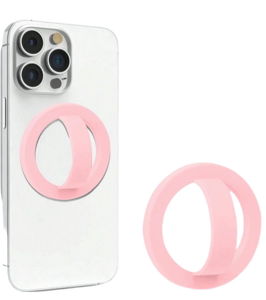 Light pink silicone magnetic phone grip.