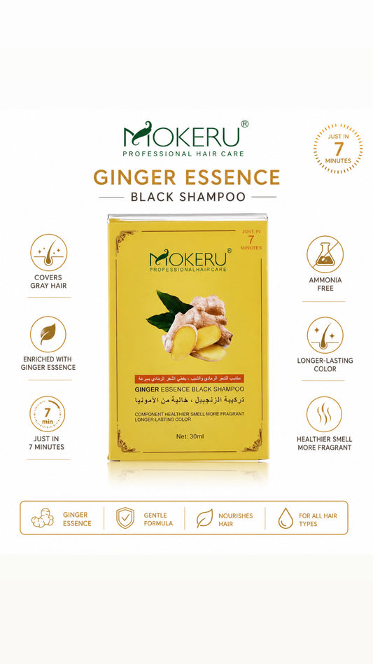 Mokeru Ginger Essence Black Shampoo – Instant Hair Color Shampoo for Gray Hair 30ml
