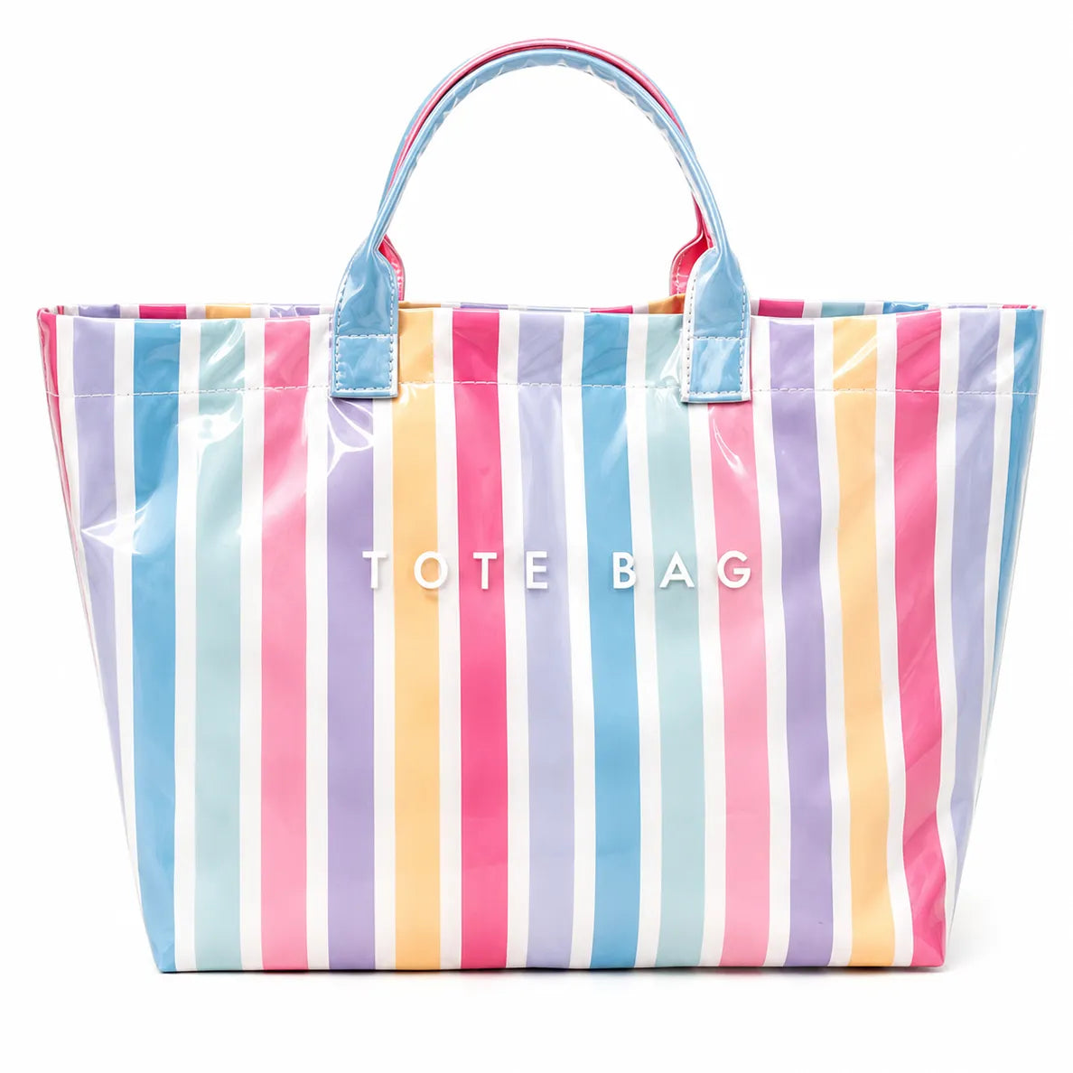 Pastel Stripe Glossy Tote Bag