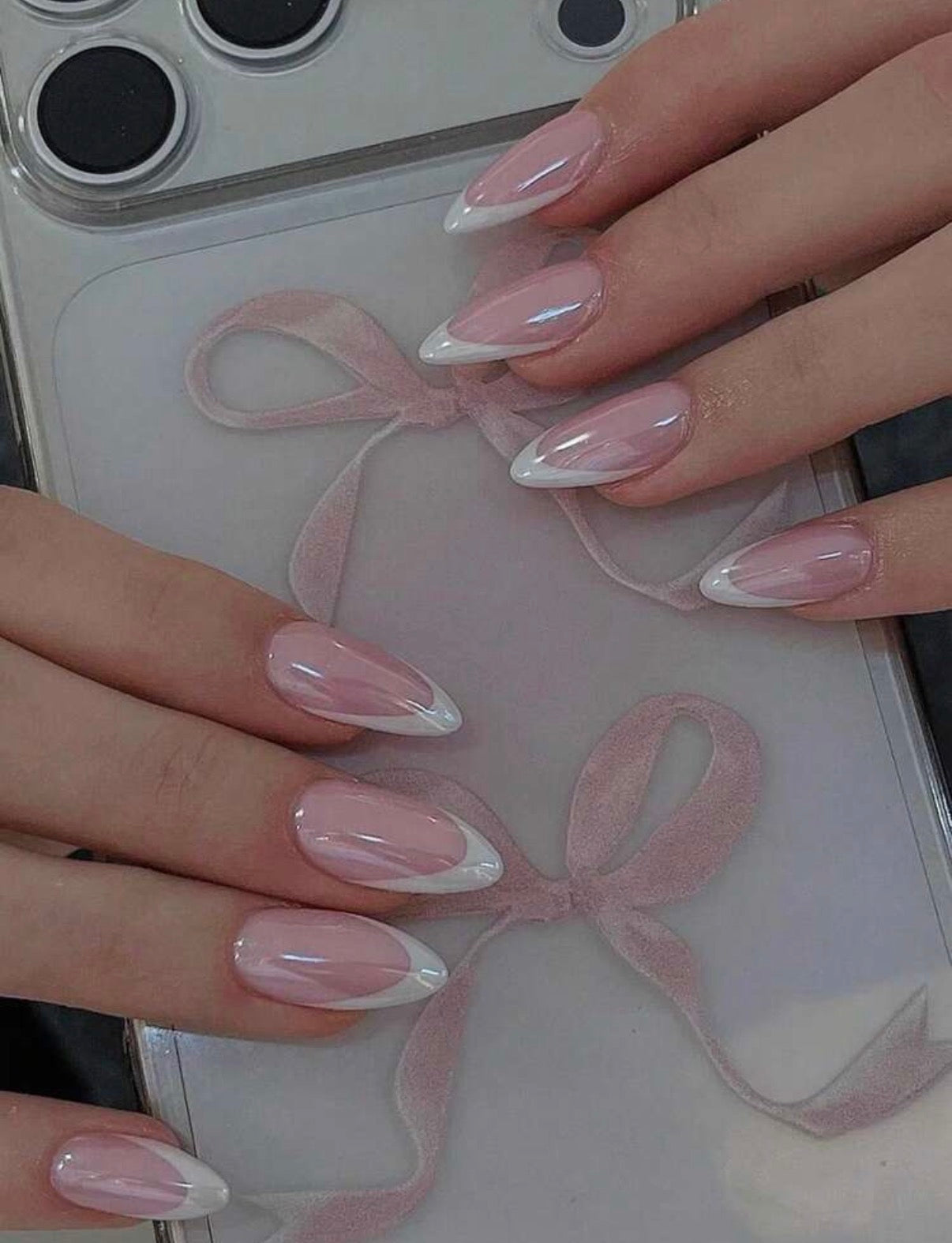 Handmade Glass French Tips Press-On Nails