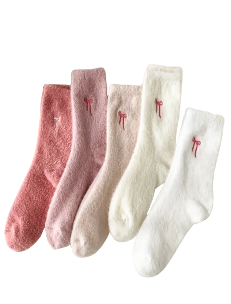 Fluffy bow sock set
