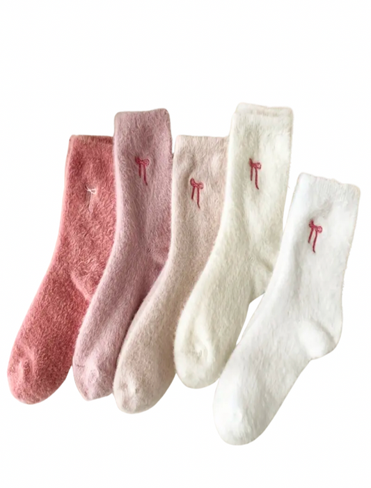 Fluffy bow sock set