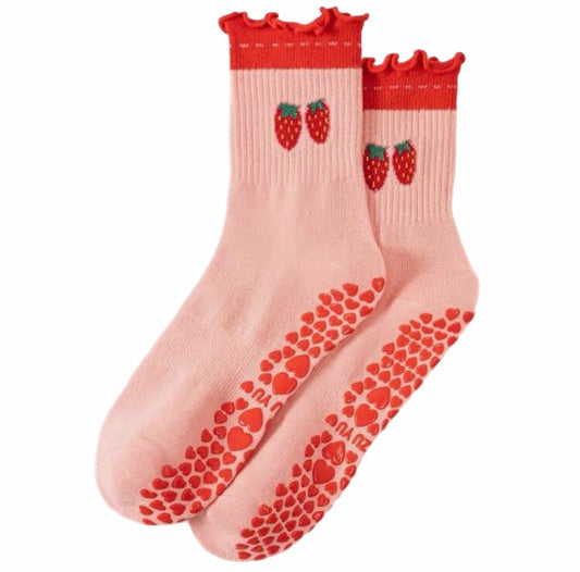 Strawberry Ruffles Pilates socks