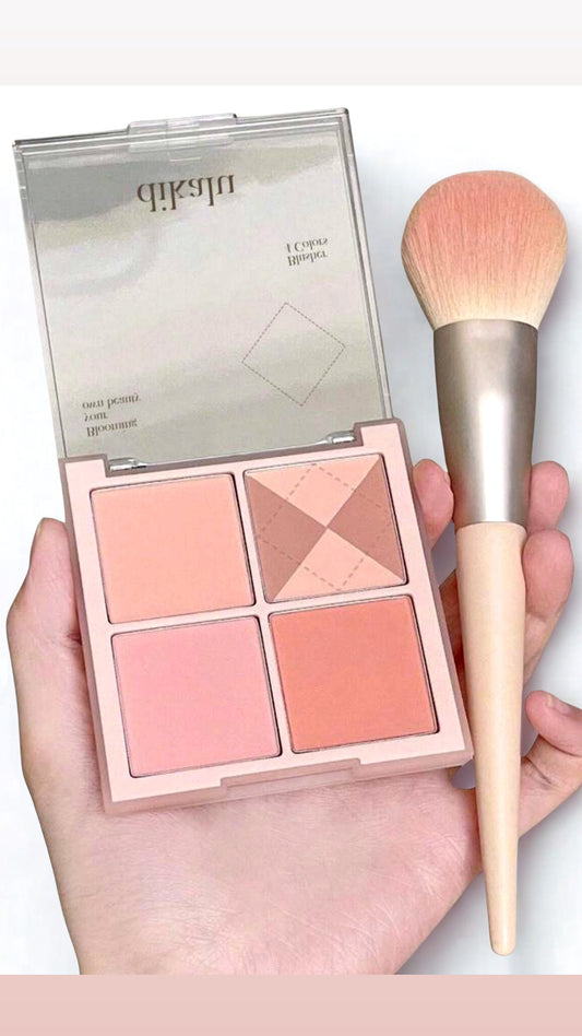DIKALU 4-Color Blush & Highlight Palette  Multi-Use Face Makeup Palette