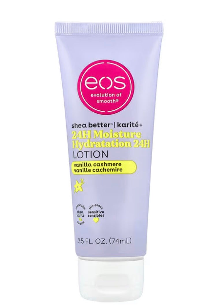 Eos vanilla cashmere traveling body lotion.