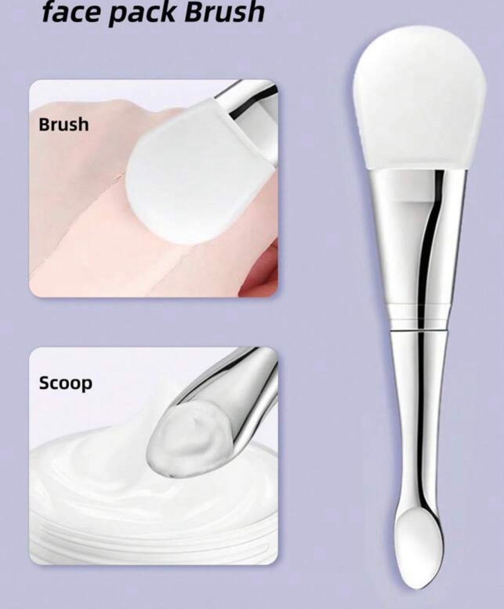 Silver silicone skincare spatula & scoop / ملعقة وسكوب سيليكون فضي للعناية بالبشرة