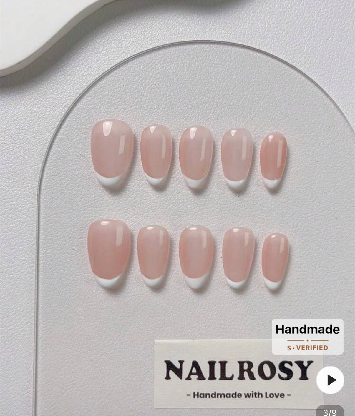 Handmade french tip press on nails.