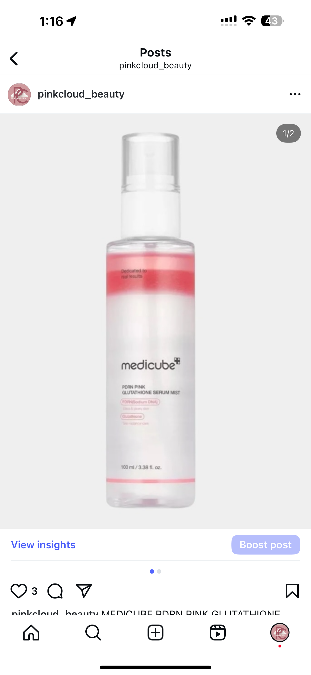 MEDICUBE PDRN PINK GLUTATHIONE SERUM MIST