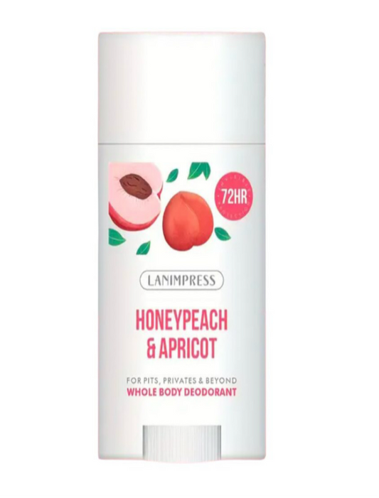 Honey peach and apricot natural deodorant. Aluminium and paraben free