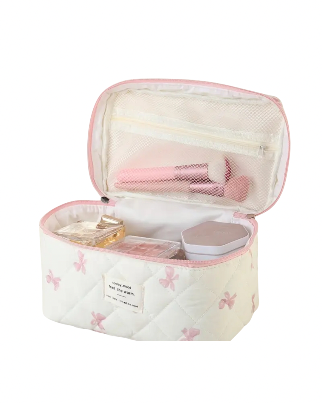 Pink bow make up & toiletries bag