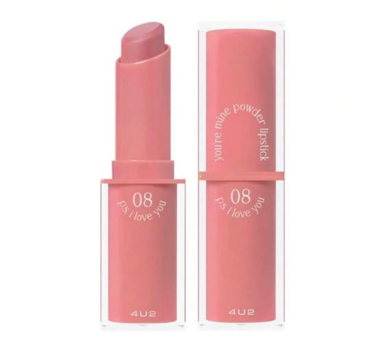 4U2 powder lipstick. (Color P.S I Love you) long lasting and non drying.