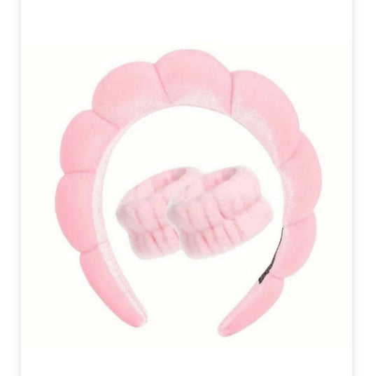 SKIN CARE HEADBAND AND WRISTBANDS SET
