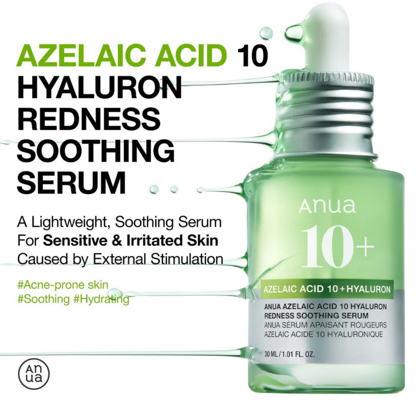 ANUA AZELAIC ACID 10 HYALURON REDNESS SOOTHING SERUM