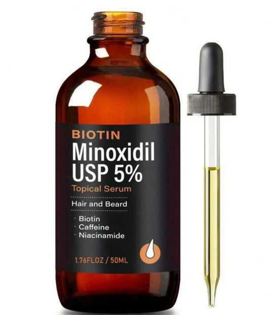 Biotin minoxidil usp 5 serum for thinning hair and hair regrowth.