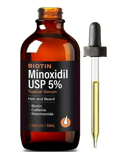 Biotin minoxidil usp 5 serum for thinning hair and hair regrowth.