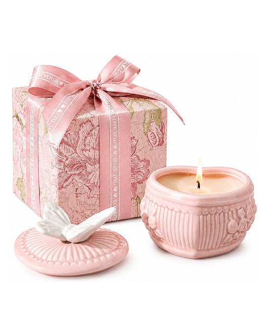 Cirelle Summer Peach Heart Ceramic Candle