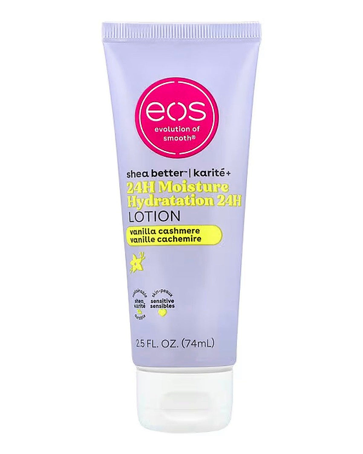 Eos vanilla cashmere traveling body lotion.