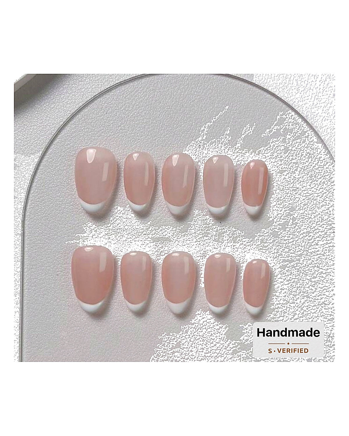 HANDMADE FRENCH TIP PRESS ON NAILS. TOTALLY NATURAL LOOK.