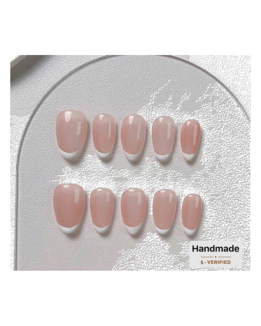 HANDMADE FRENCH TIP PRESS ON NAILS. TOTALLY NATURAL LOOK.