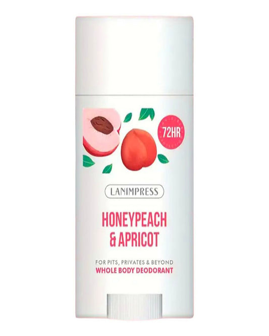 Honey peach and apricot natural deodorant. Aluminium and paraben free