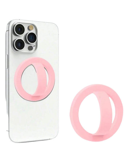 Light pink silicone magnetic phone grip.