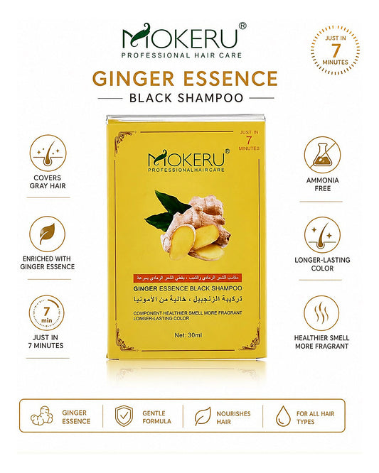 Mokeru Ginger Essence Black Shampoo  Instant Hair Color Shampoo for Gray Hair 30ml