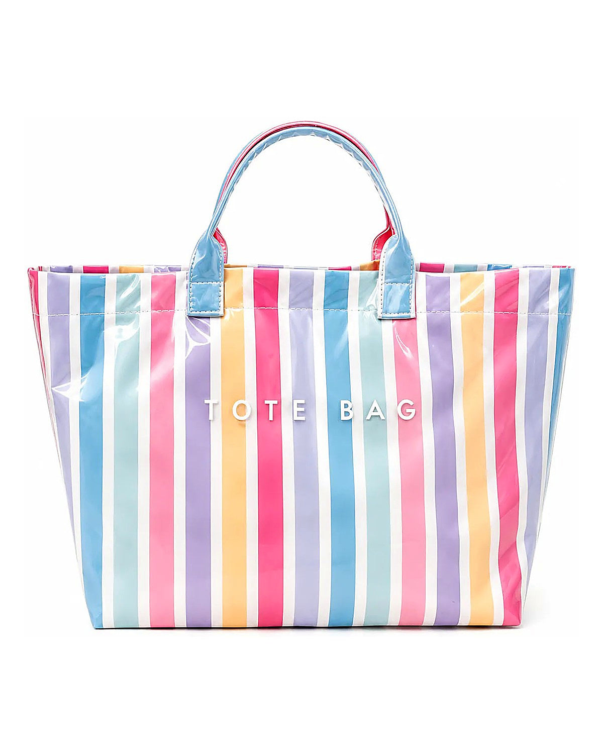 Pastel Stripe Glossy Tote Bag