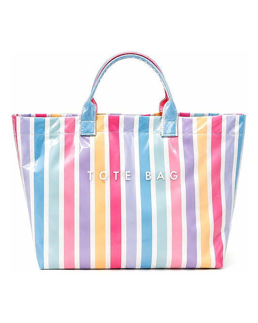 Pastel Stripe Glossy Tote Bag