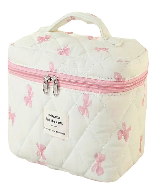 Pink bow make up & toiletries bag