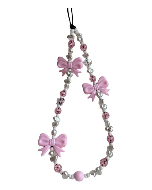 Pink bow phone charm.