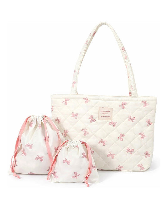 Pink Cloud Bow Tote Set
