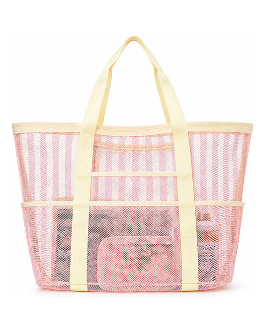 Pink Mesh Beach Tote Bag