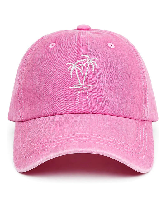 Pink Palm Embroidered Baseball Cap