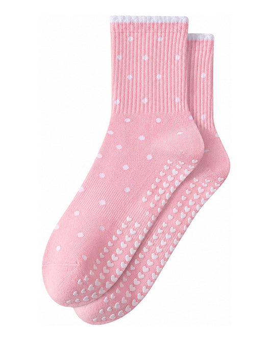 Pink Polka Pilates Socks
