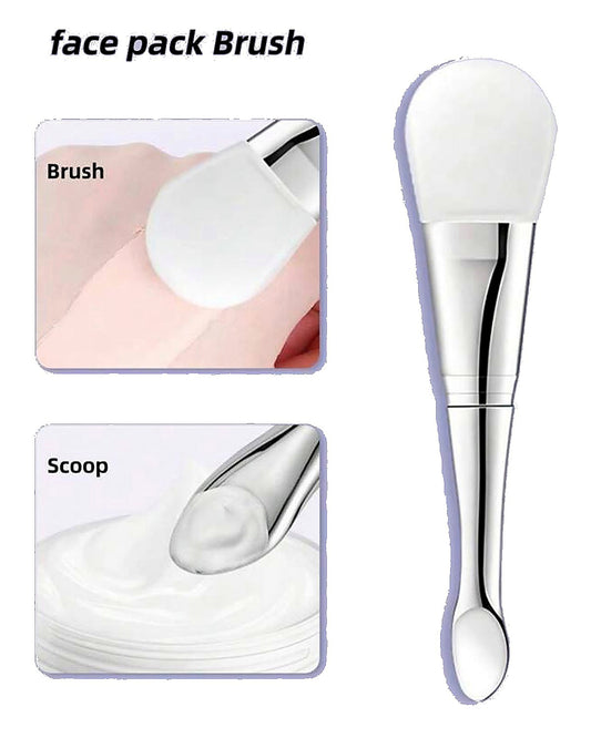 Silver silicone skincare spatula & scoop / ملعقة وسكوب سيليكون فضي للعناية بالبشرة