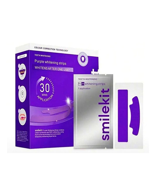 SmileKit Purple Whitening Strips  14 Strips | Advanced Color Correction Teeth Whitening